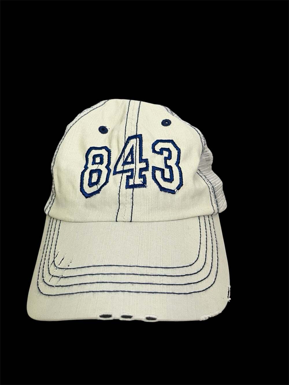 843 Baseball Hat Cap Distressed Trucker Adjustable Hilton Head Charleston Myrtle